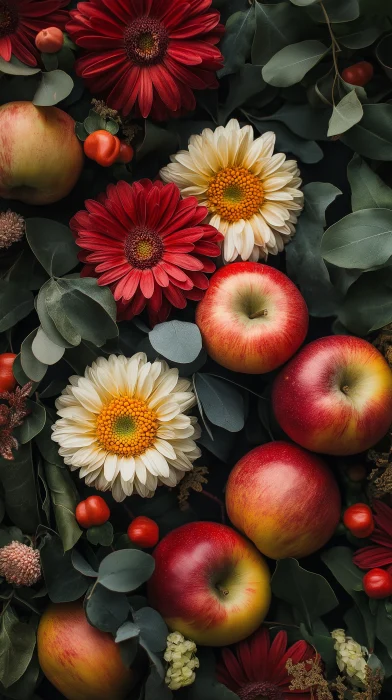 Floral Arrangement with Apples