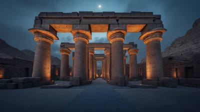 Ancient Ruins Under Moonlight