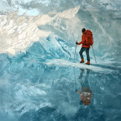 Hiker on Ice Floe