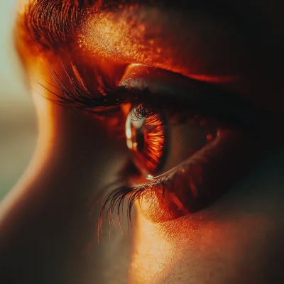 Close-Up of Eye Reflecting Fire