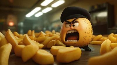 Angry Potato and French Fries