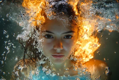 Girl in Aqua Dress