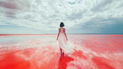 Duotone Woman on Red Beach