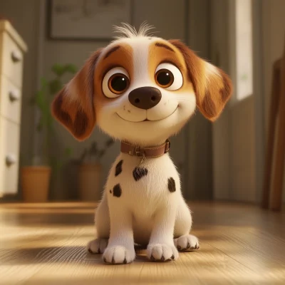 Cute Puppy in Pixar Style