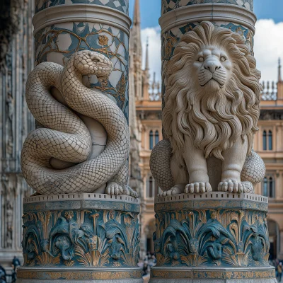 Obelisks in Duomo Square