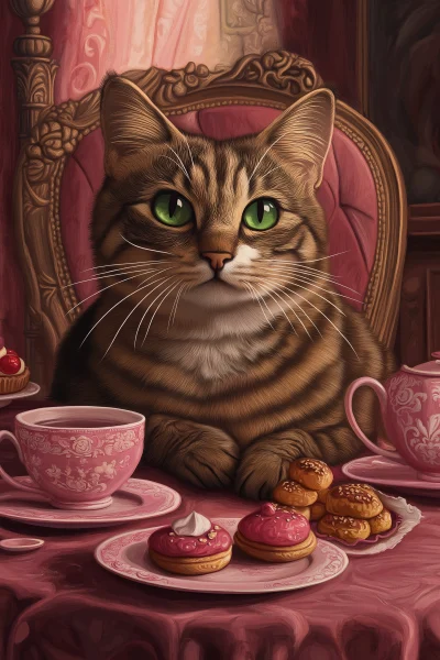 Charming Tea Party Cat