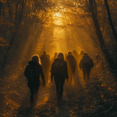 Cinematic Group Hike in Autumn