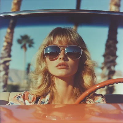 Seventies Woman in Cabriolet