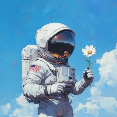 Astronaut with Flower