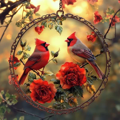 Cardinals and Roses Decoration