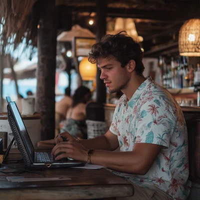 Man Working at Beach Bar