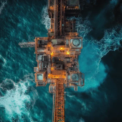 Aerial View of Offshore Platform