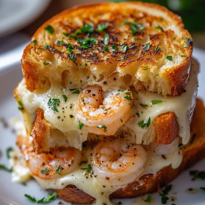 Cheesy Garlic Bread Shrimp Grilled Cheese