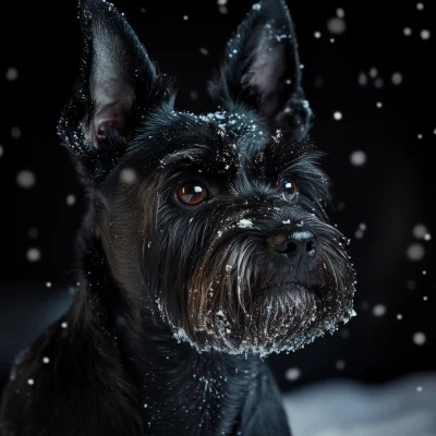 Scottish Terriers in Winter Night