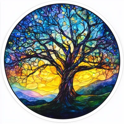 Colorful Stained Glass Tree