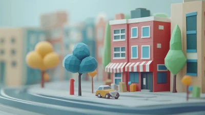 Minimalistic City Street Corner Diorama