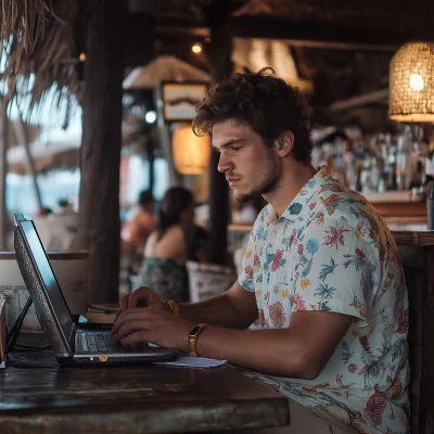 Man Working at Beach Bar