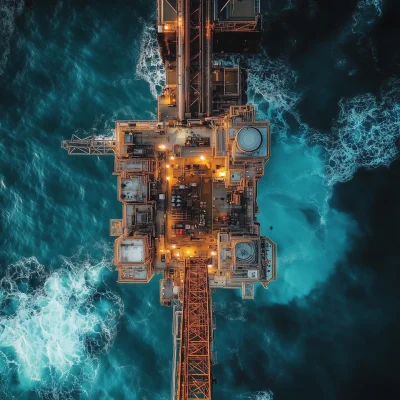 Aerial View of Offshore Platform