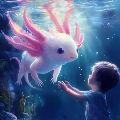 Cute Axolotl Underwater