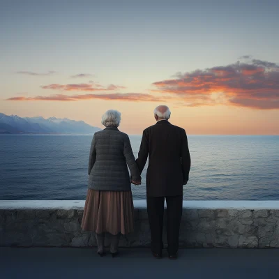 Elderly Couple at Sunrise