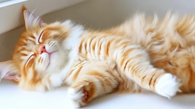 Playful Fluffy Orange Cat