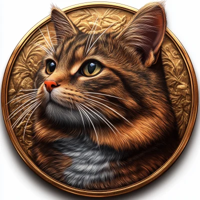 Vector Cat Token Gold Coin