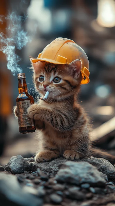 Kitten at the Construction Site