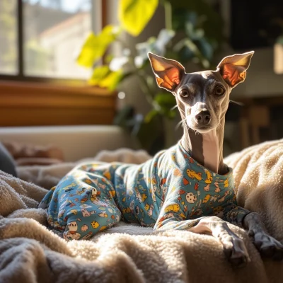 Cozy Italian Greyhound in Pajamas