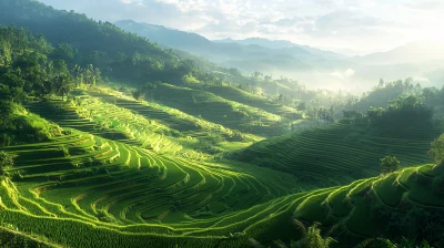 Terraced Rice Fields Panorama