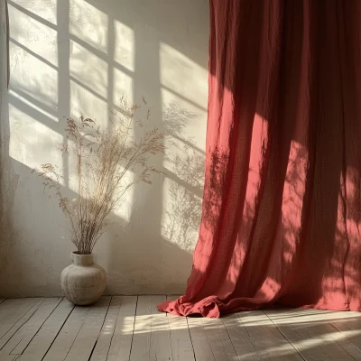 Red Linen Curtain