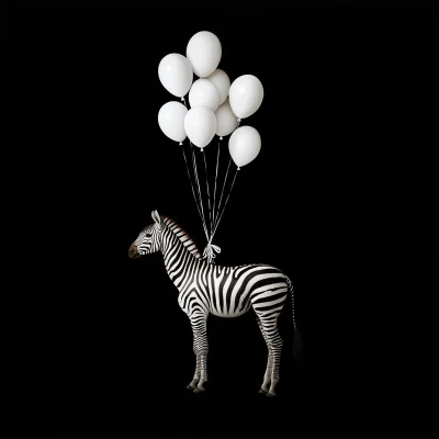 Zebra with Balloons