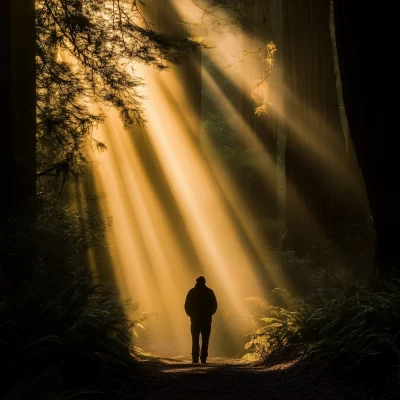 Silhouette in Redwood Forest