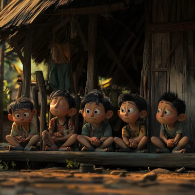 Sad Villagers in a Northern Thai Village