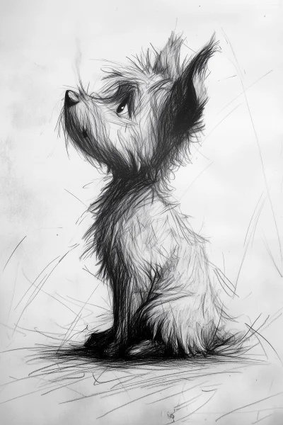 Fluffy Cartoon Dog Sketch