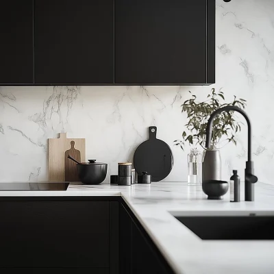 Minimalist Black & White Kitchen