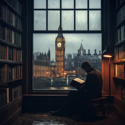 Reading in the Rainy Library