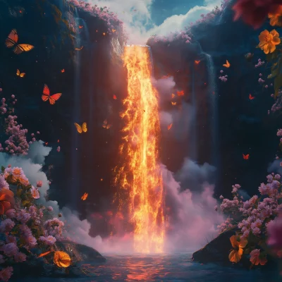 Futuristic Lava Waterfall