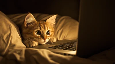 Curious Cat at the Laptop