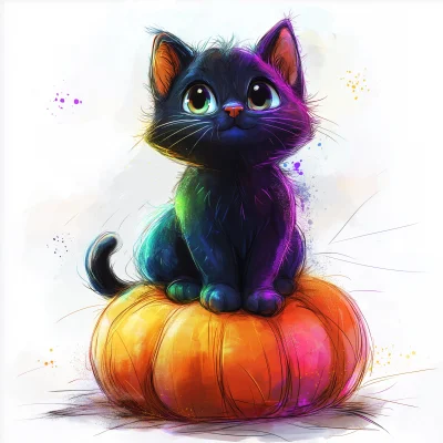 Whimsical Halloween Cat