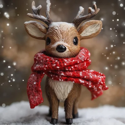 Little Reindeer with Christmas Scarf