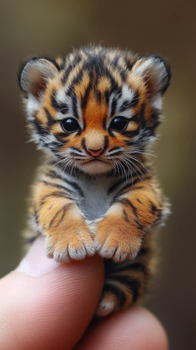 Tiny Baby Tiger on Finger