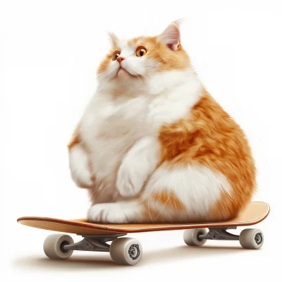 Cute Cat with Skateboard