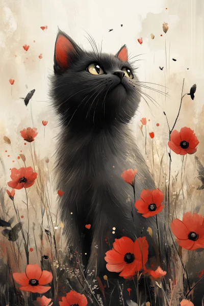 Cute British Cat with Flowers