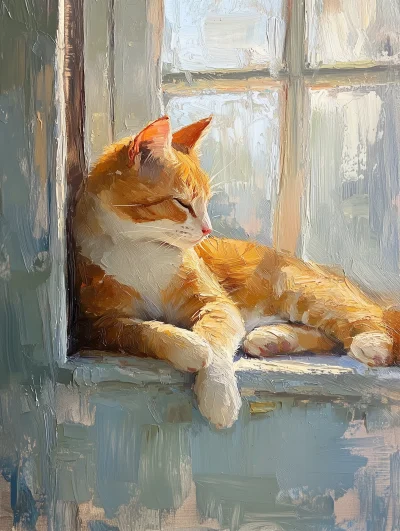 Peaceful Cat by the Window