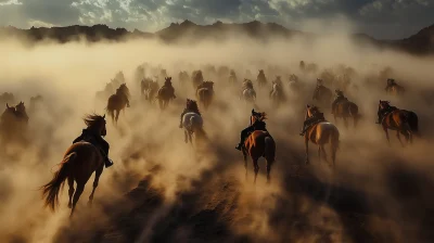 Horde of Horses in Dust