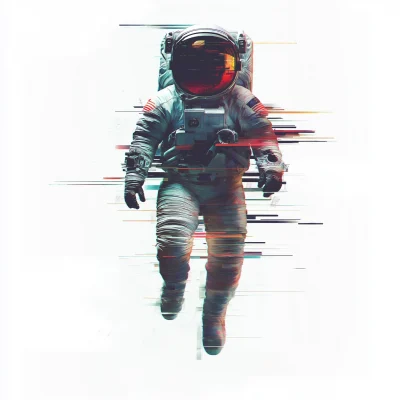 Astronaut in Glitch Effect