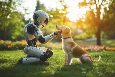 Robot and Happy Dog