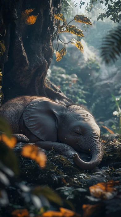 Baby Elephant Sleeping