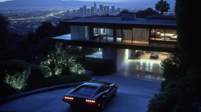 Mid Century Modern Home at Night