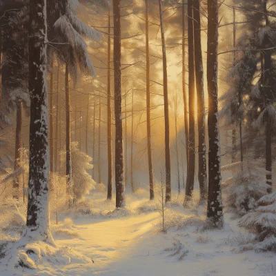 Winter Forest at Sunrise